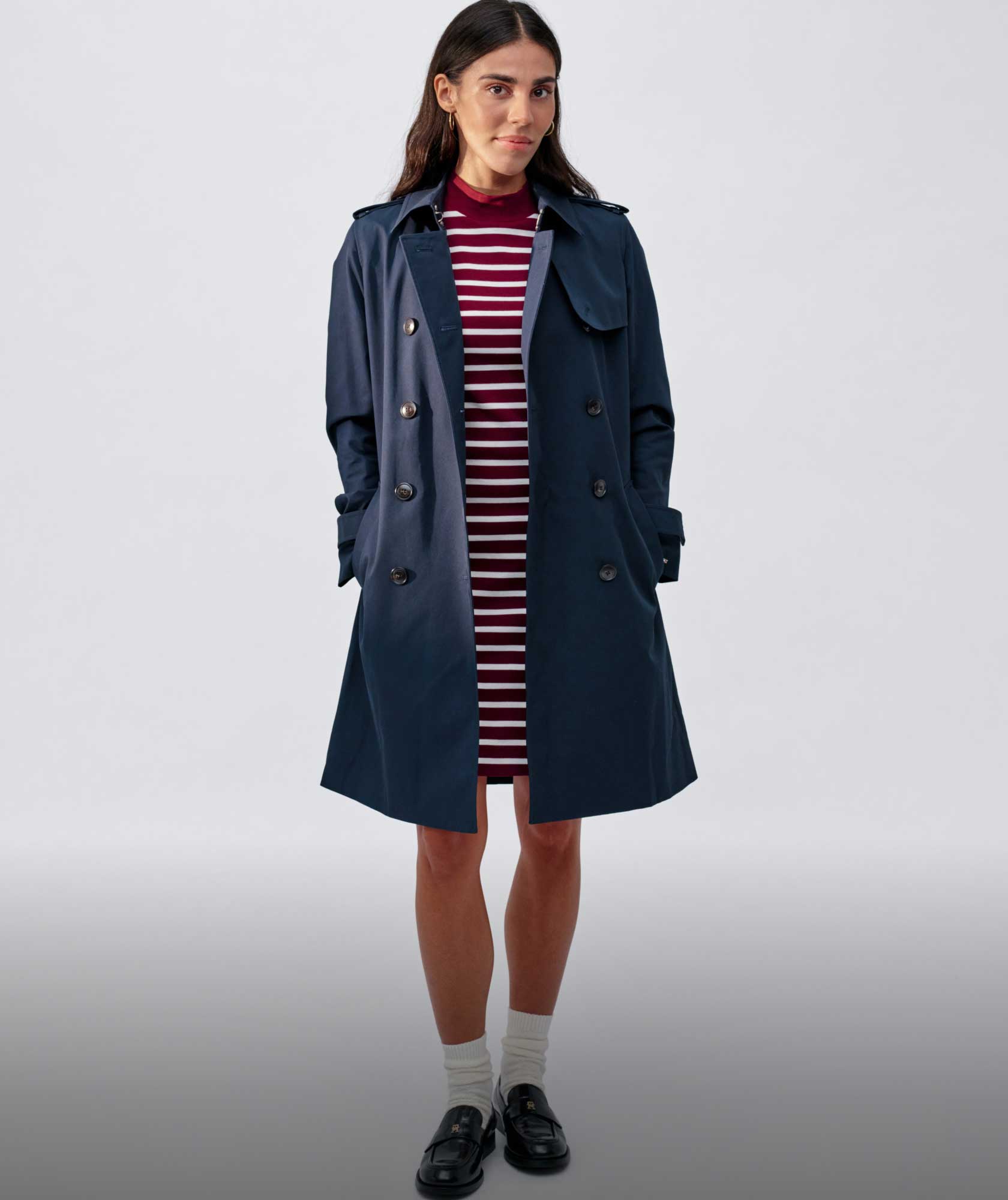 Orion Carloto Dressed in Tommy Hilfiger jacket and Stripped Dress