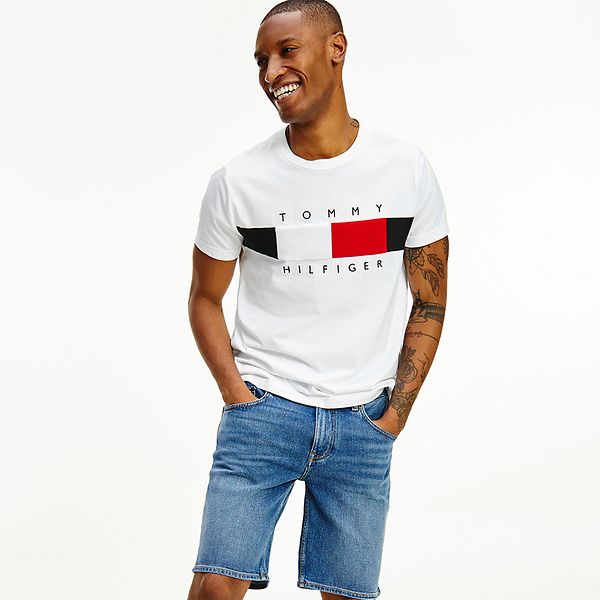 Tommy Hilfiger Jeans Block Logo Crew Neck T-Shirt Grey 50/% Off