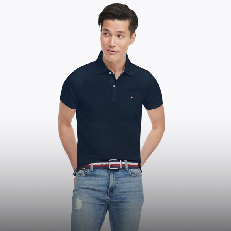 Tommy Hilfiger homme manches courtes logo Pique Polo Shirt $0 Free Ship 