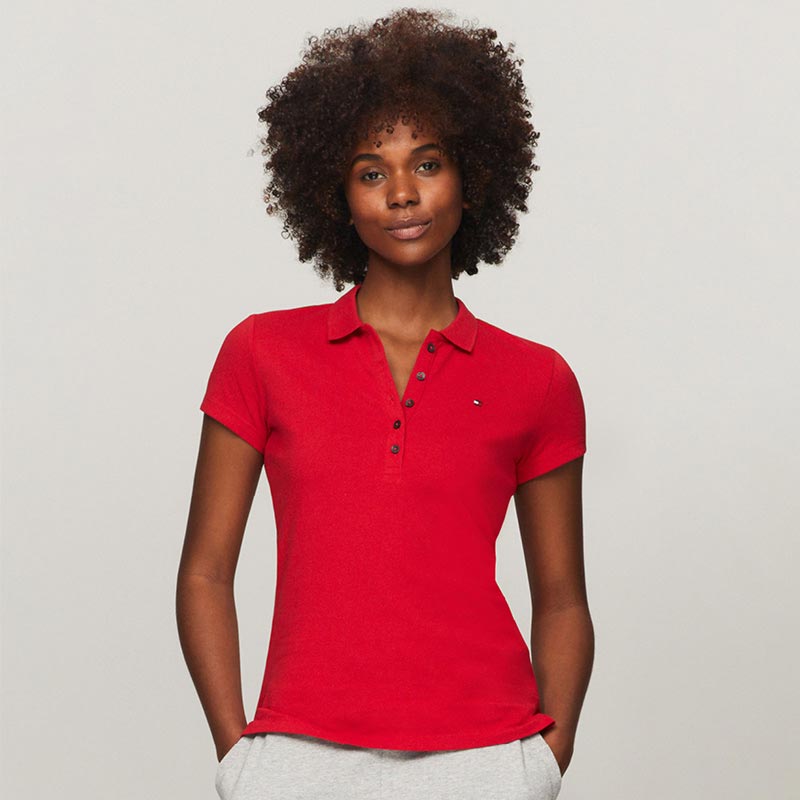 Tommy Hilfiger Women's Long Sleeve Polo Top Red Size Large – Steals