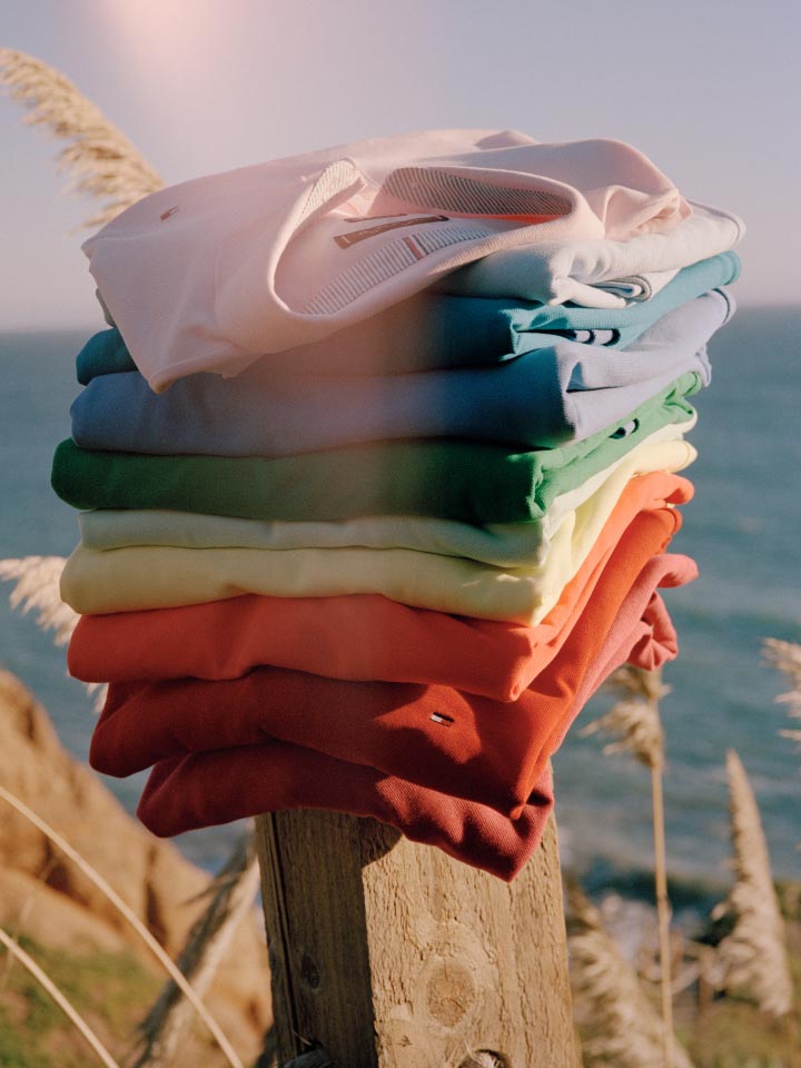 An assortment of colorful tops, new from Tommy Hilfiger.
