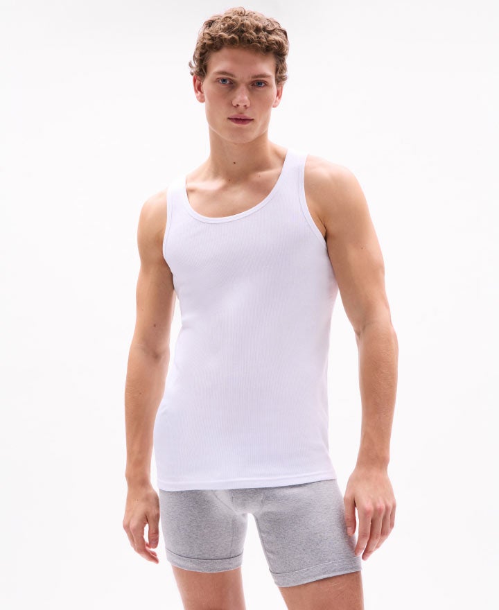 Man Wearing Tommy Hilfiger Undershirt