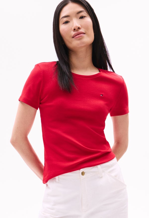 Woman Wearing Tommy Hilfiger T-shirt