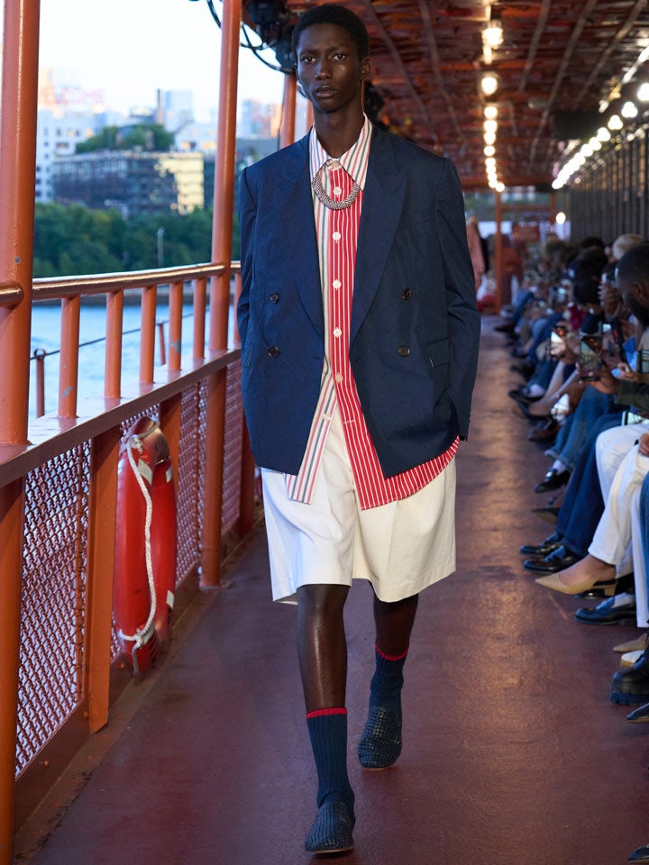 Shop the Look: Double-Breasted Crinkle Blazer and Wide-Leg Chino Short
