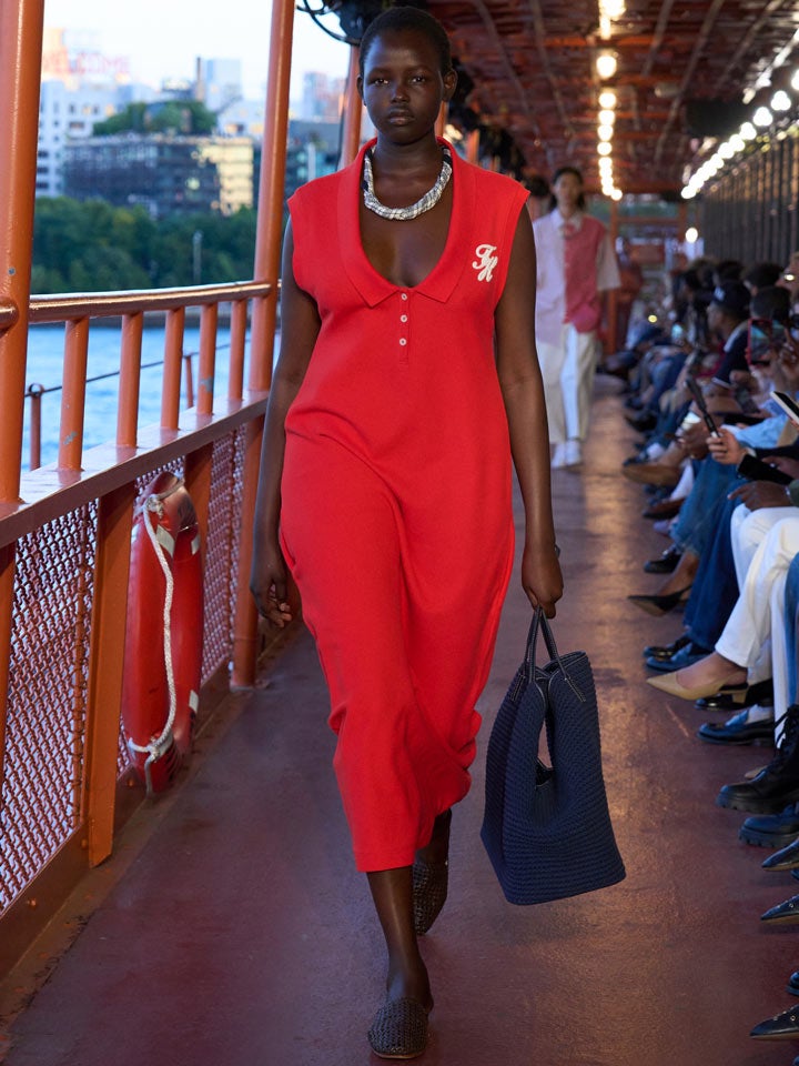 Shop the Look: Sleeveless Polo Maxi Dress, Crochet Mules and Crochet Maxi Tote