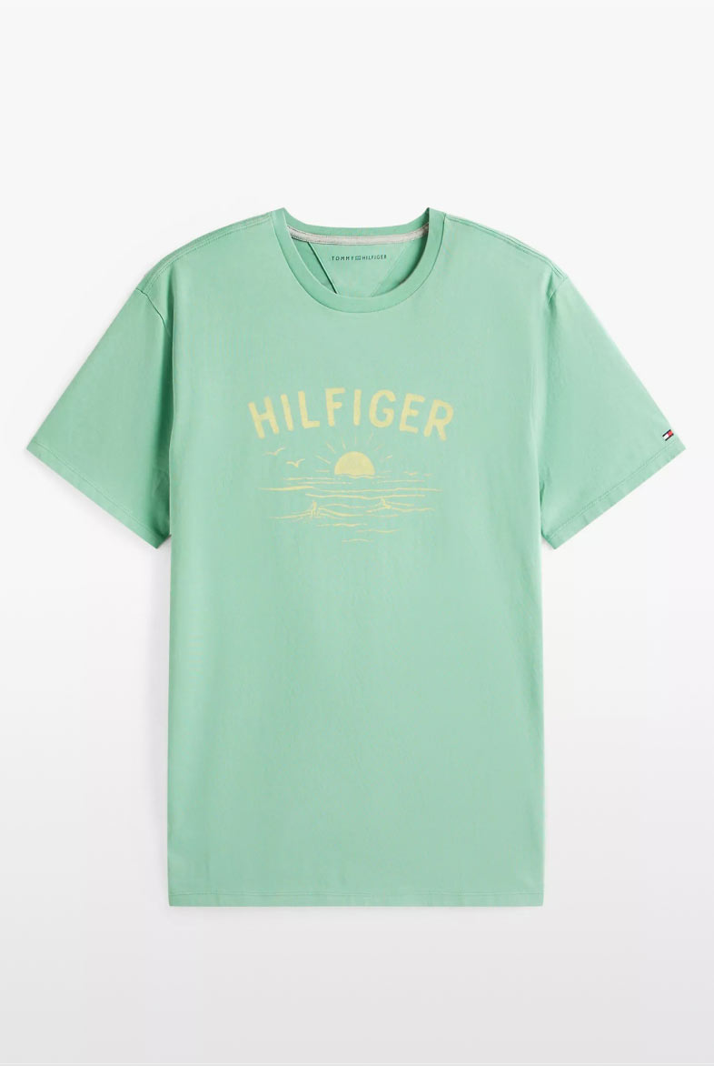 Tommy Hilfiger logo tee in green over white background