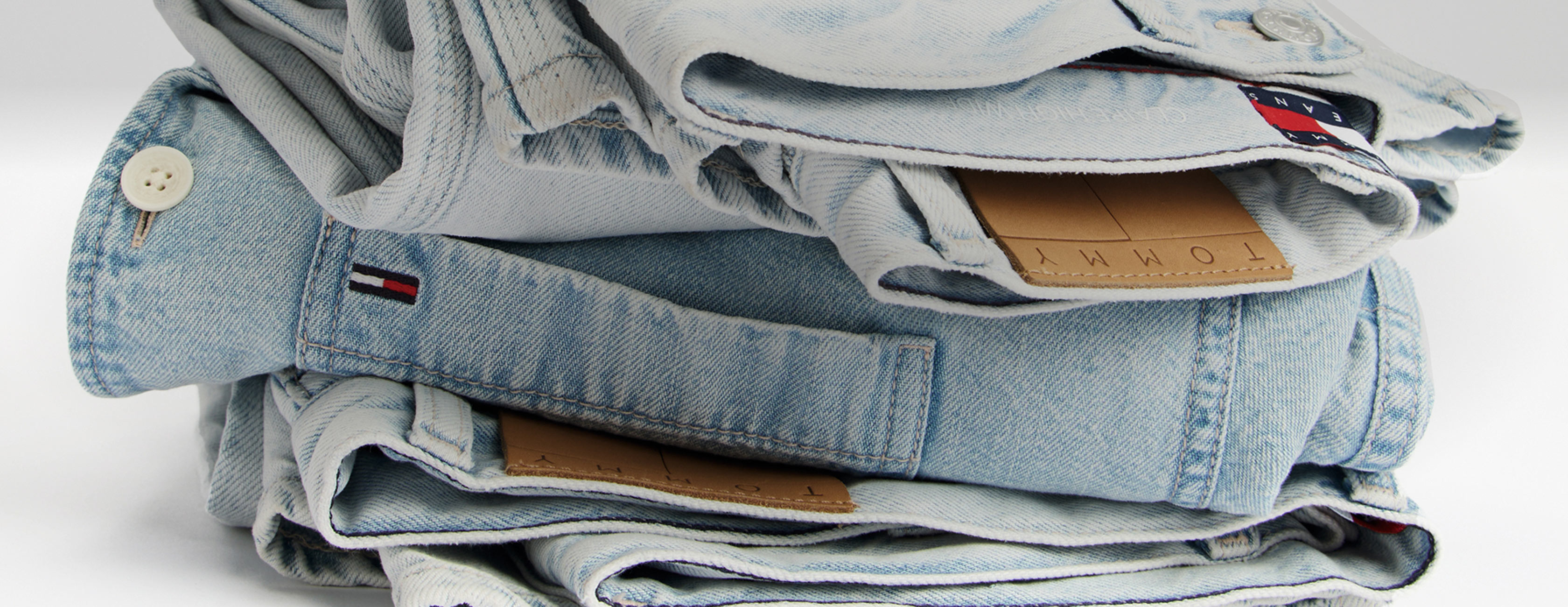 A stack of jeans from Tommy Hilfiger.