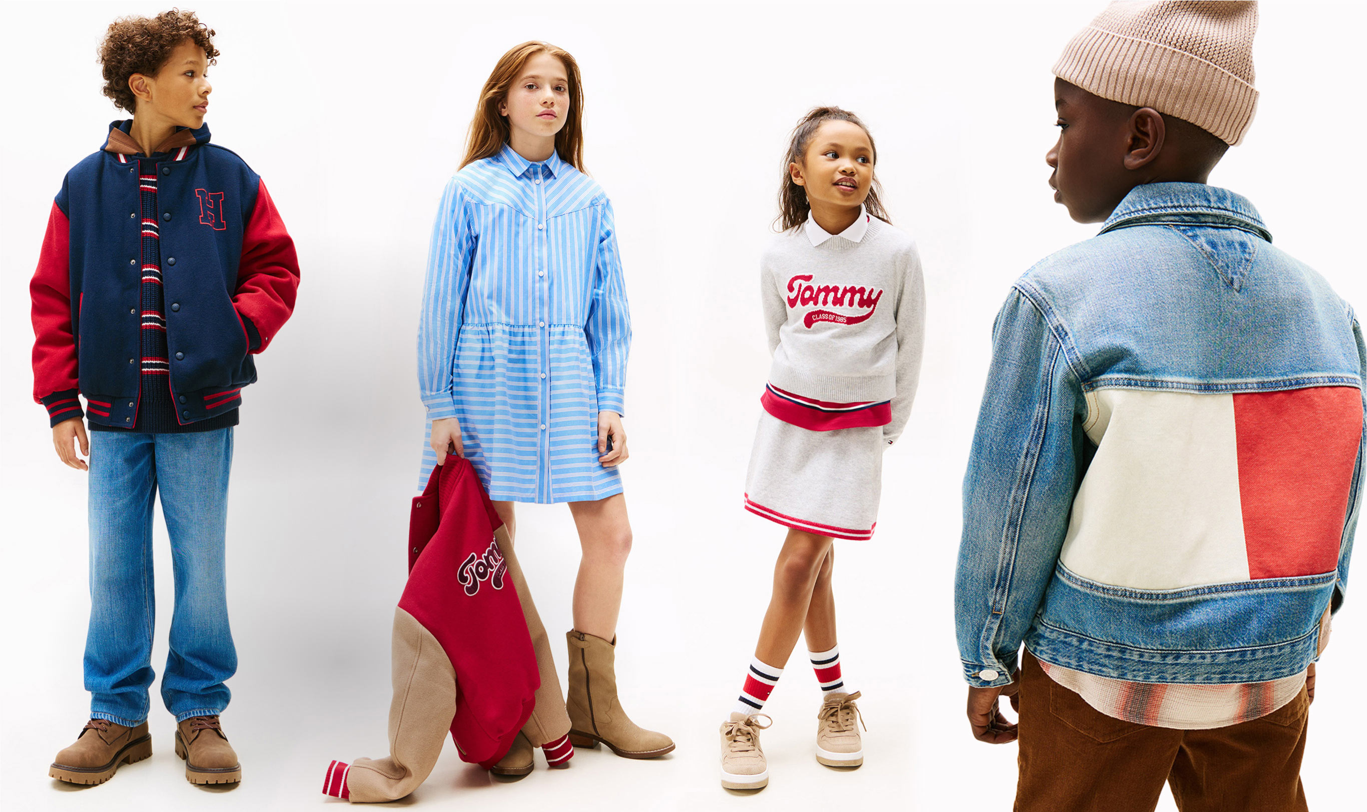 A group of kids standing together wearing Tommy Hilfiger
