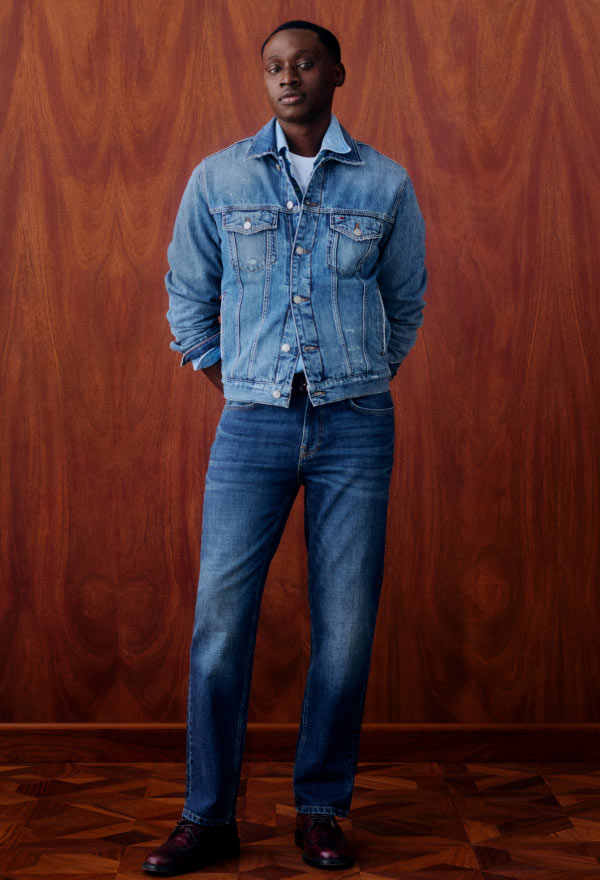 Man Wearing Tommy Hilfiger Straight Jeans