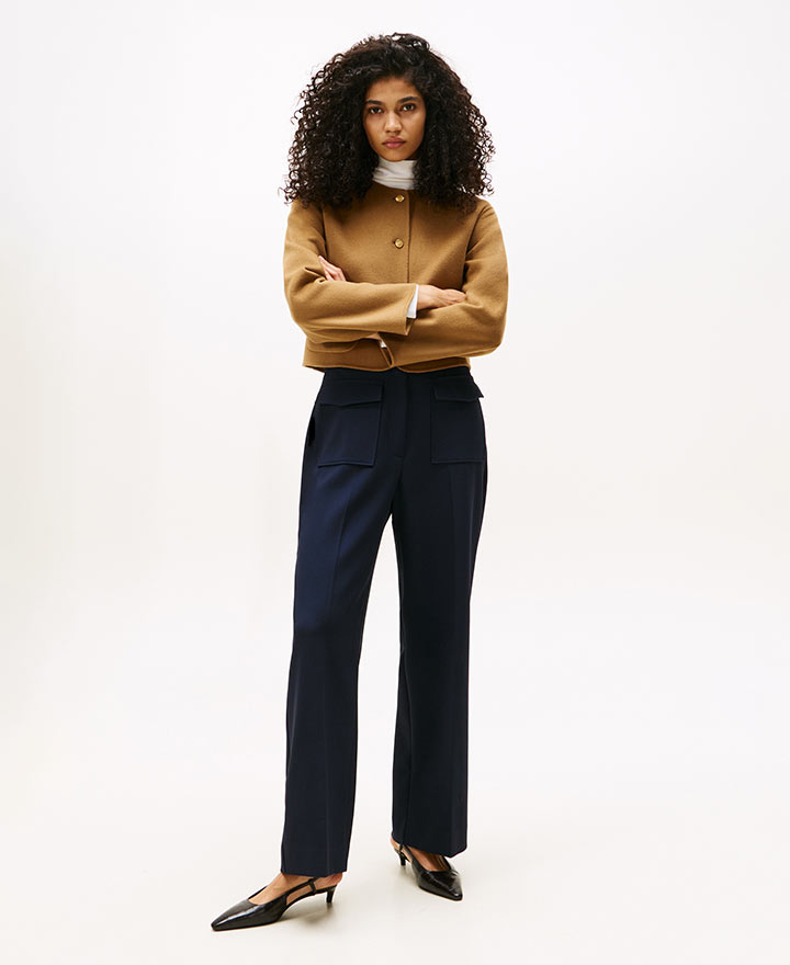 Female model wearing Tommy Hilfiger denim.