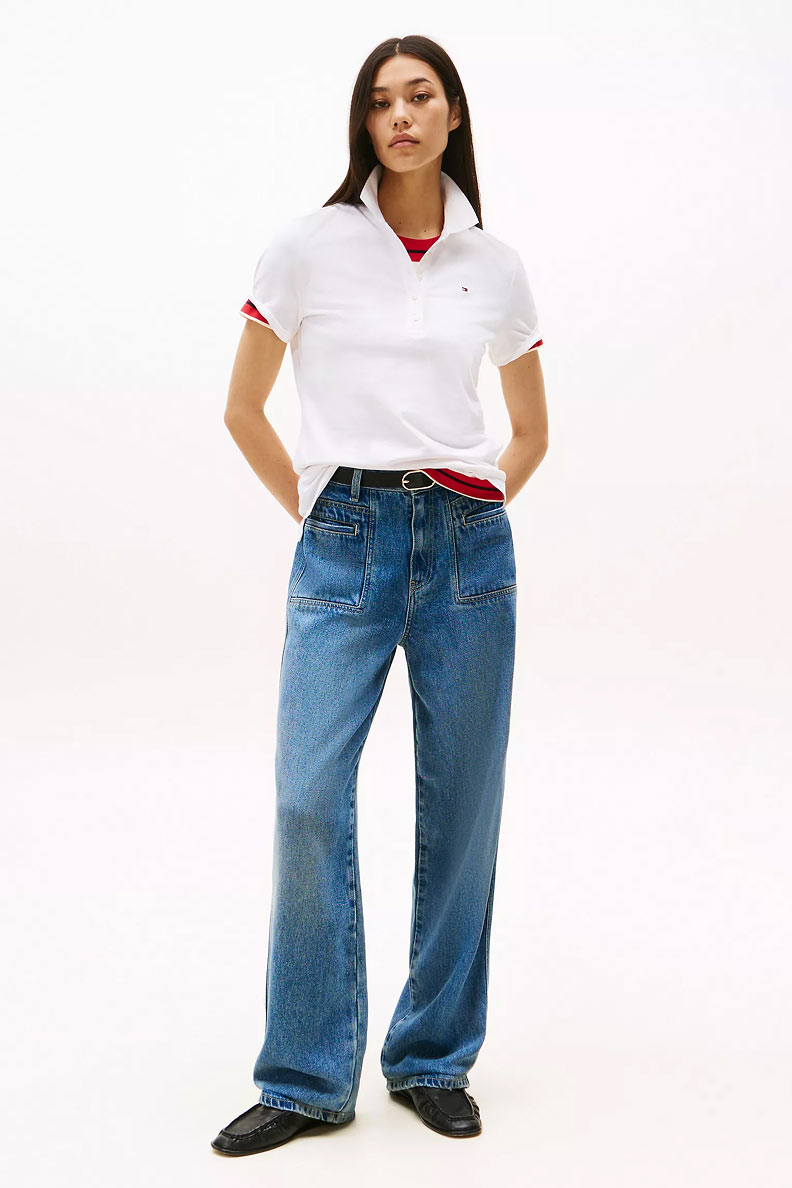 Material swatch of a Pique Polo from Tommy Hilfiger.