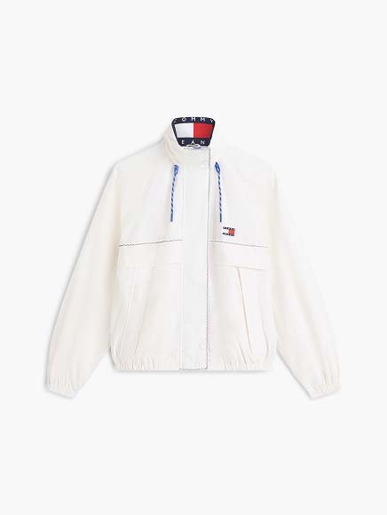 Brown Tommy Hilfiger jacket on a white background.