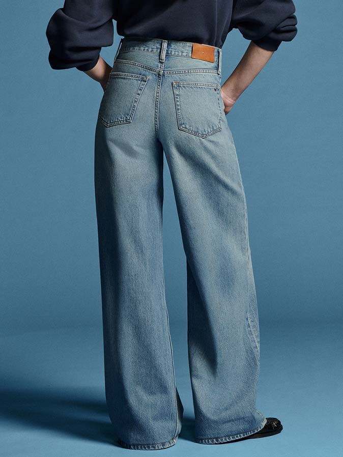 Back of a model wearing Tommy Hilfiger Wide Leg Jeans