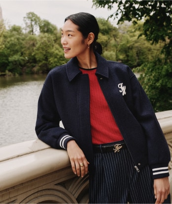 Model wearing a Tommy Hilfiger outfit.