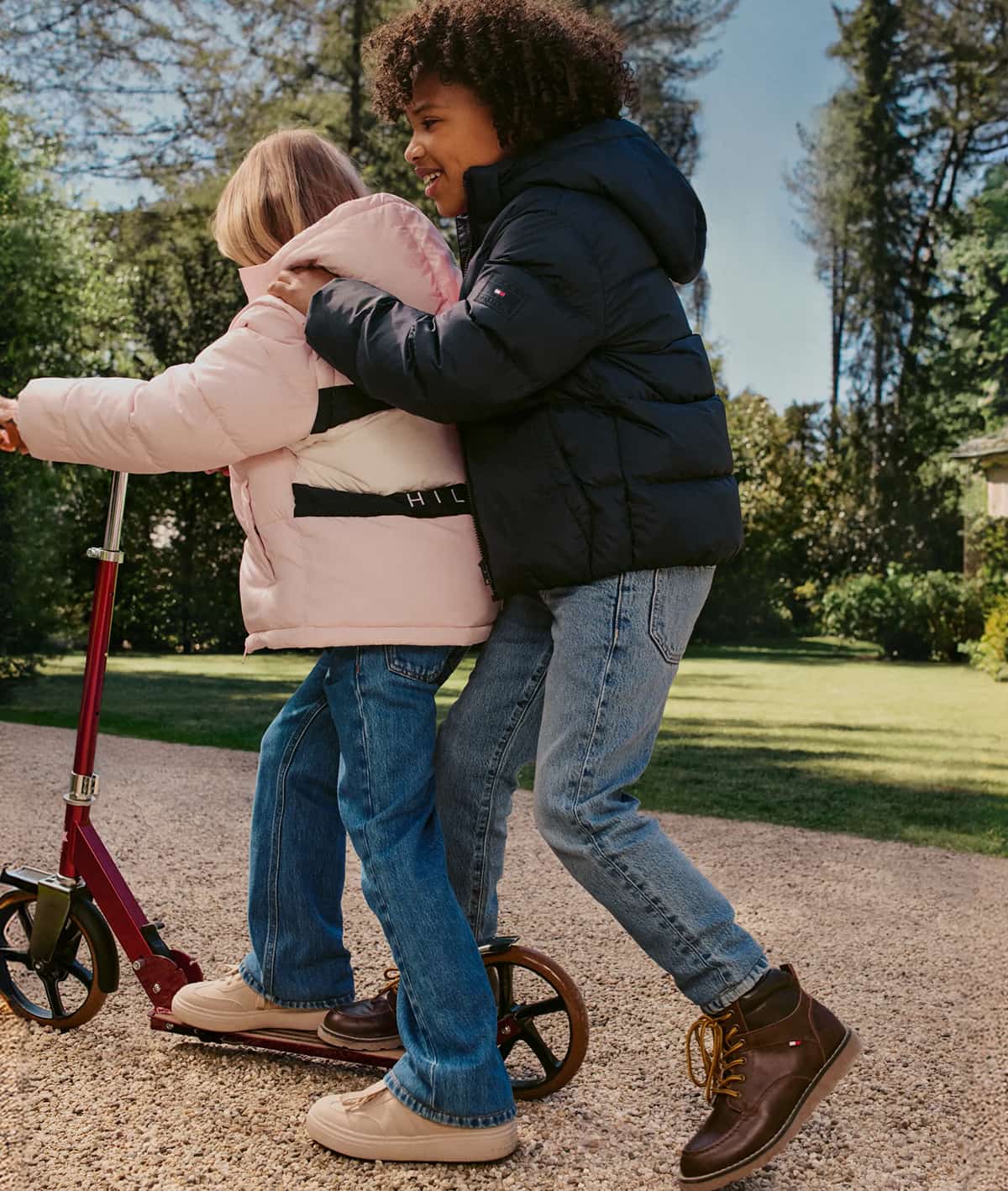 Kids wearing tommy Hilfiger outfits.